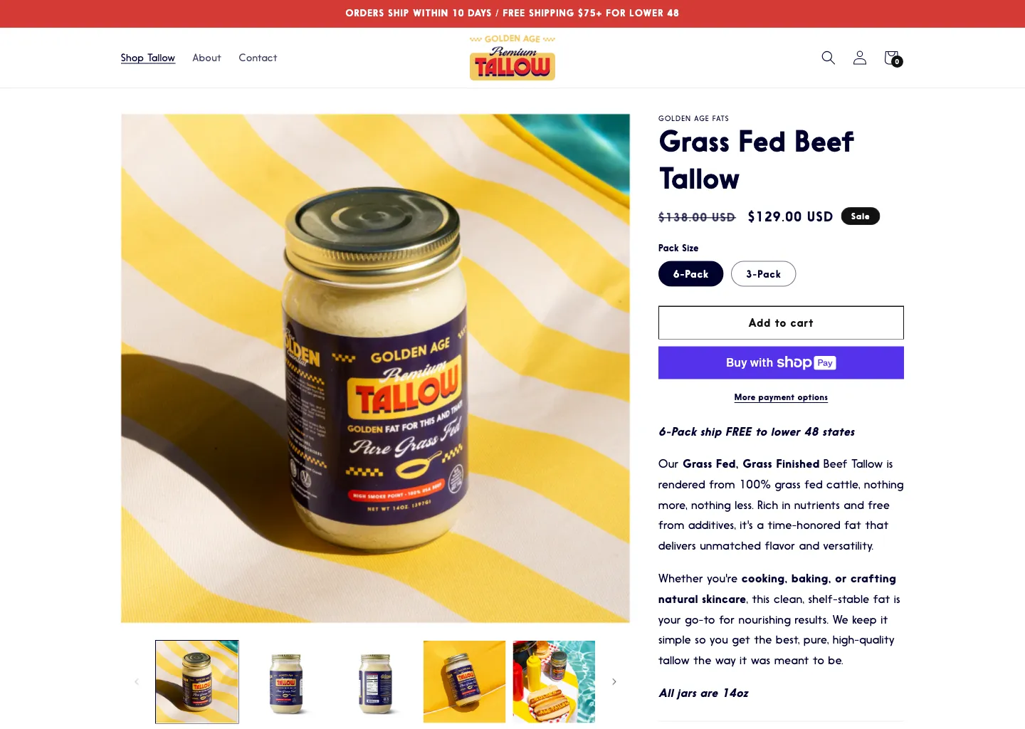 Golden Age Grass Fed Beef Tallow