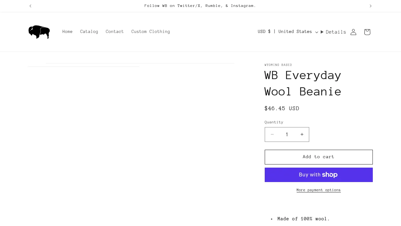 Screenshot of WB Everyday Wool Beanie