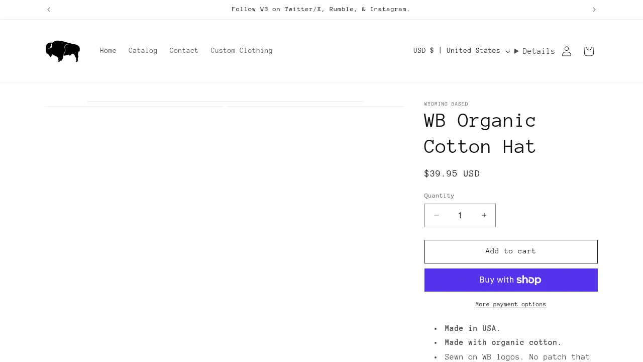 Screenshot of WB Organic Cotton Hat