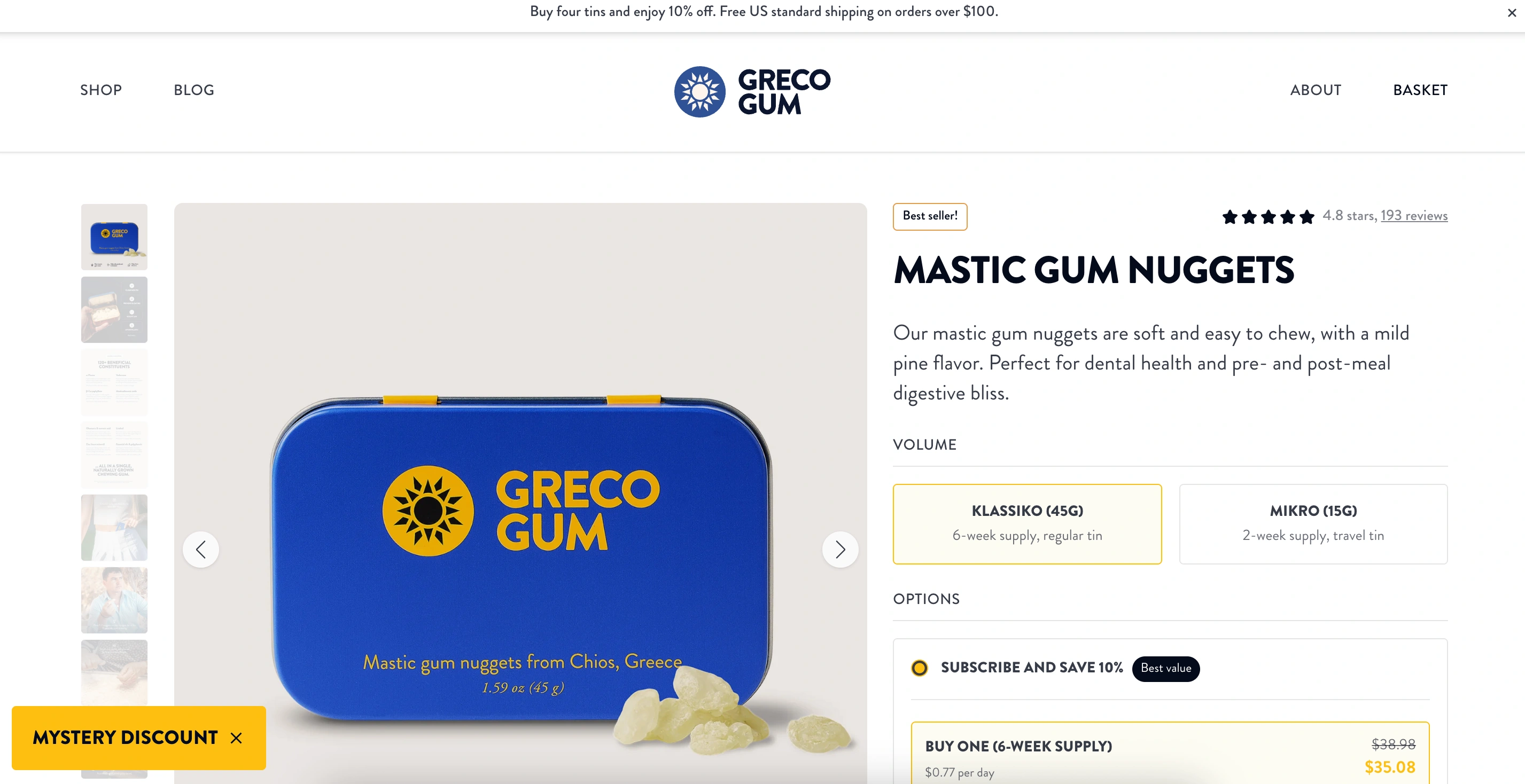 Screenshot of Greco Gum - Mastic Nuggets
