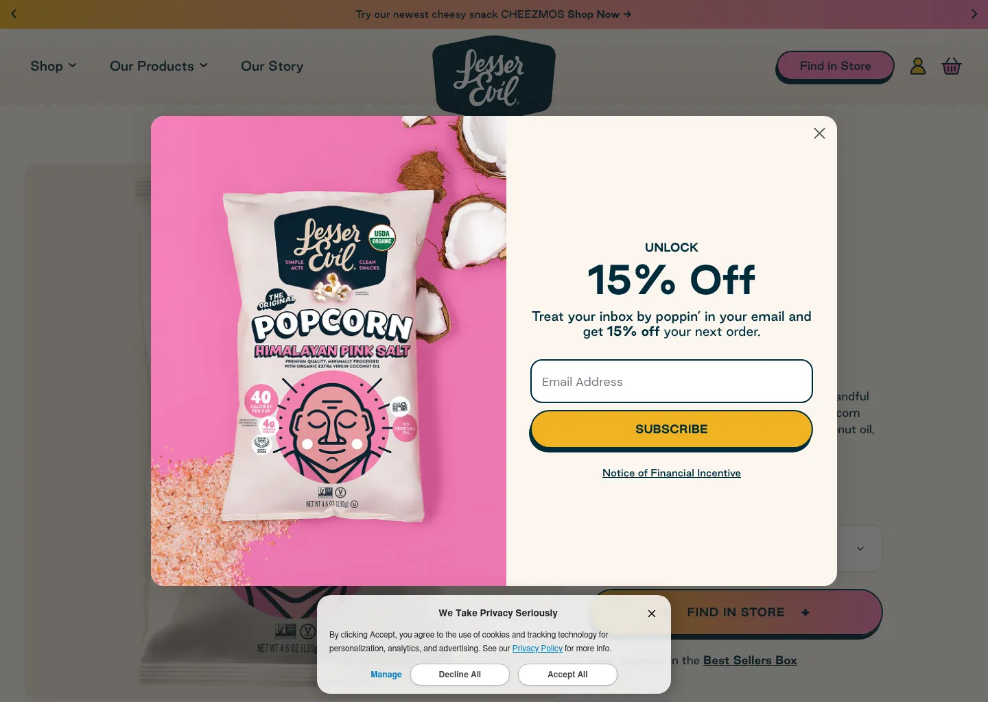Himalayan Pink Salt Organic Popcorn