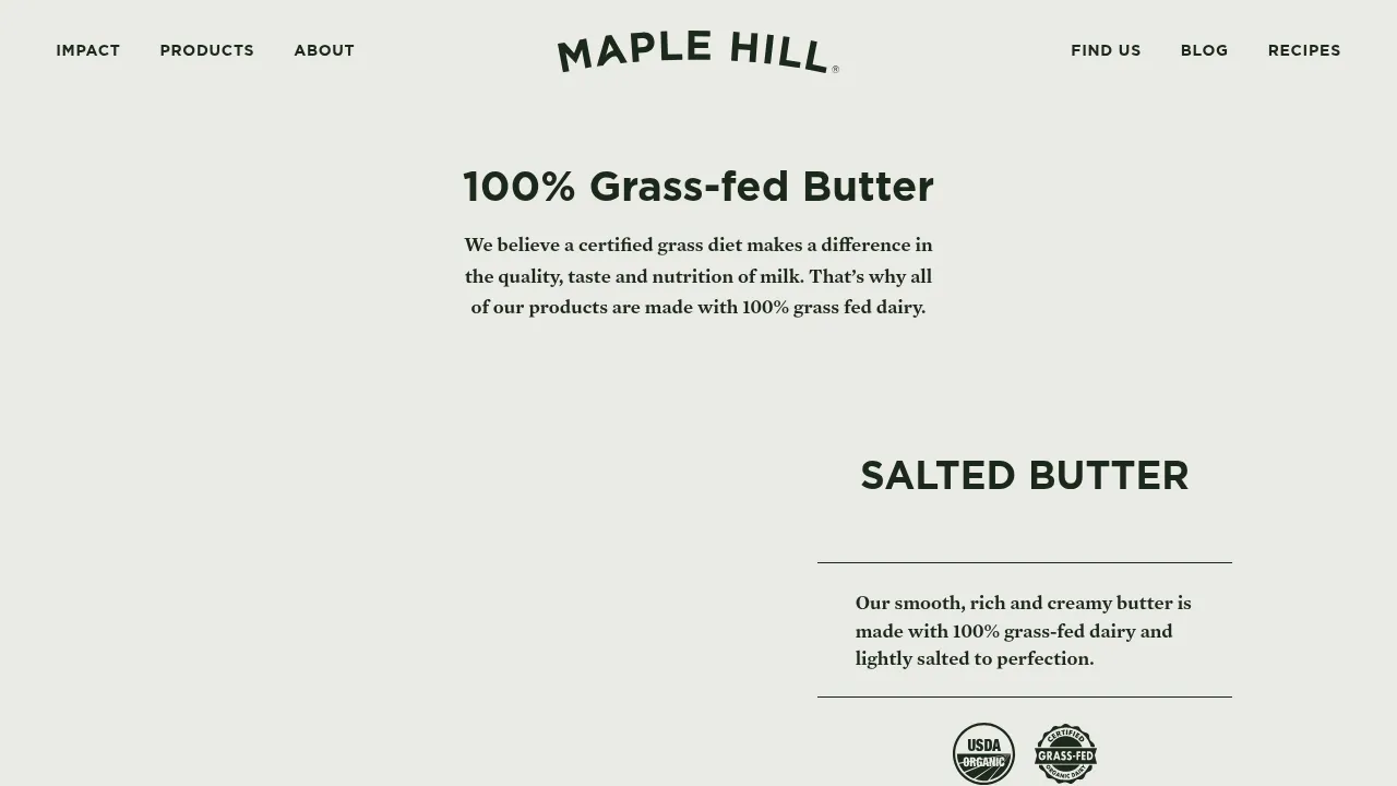 Maple Hill 100% Grass-fed Butter