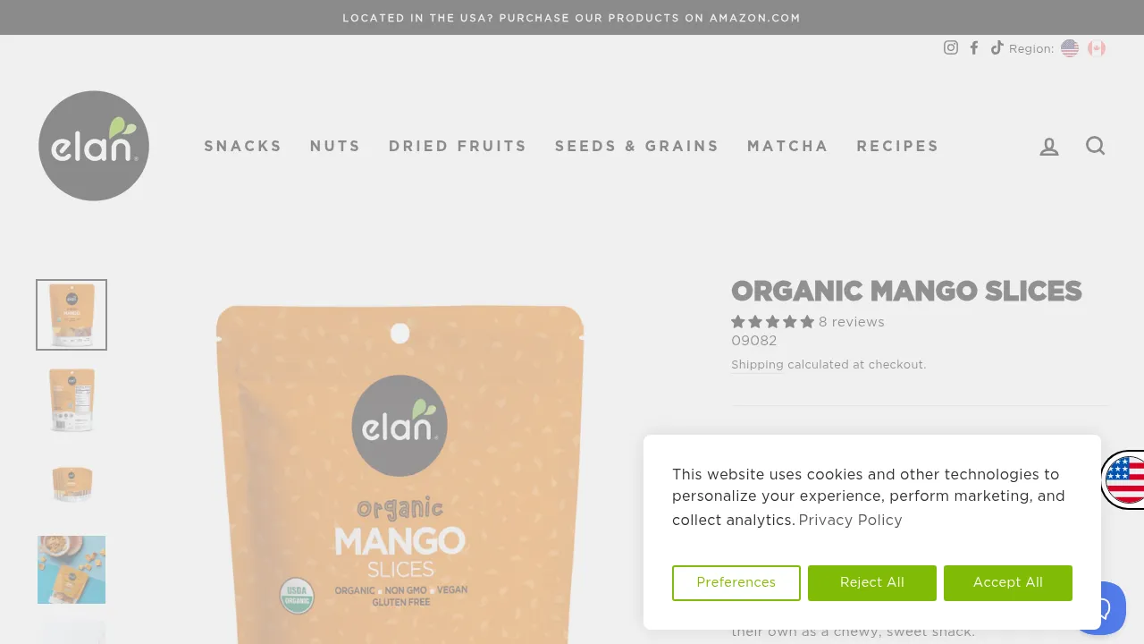 Screenshot of Organic Mango Slices