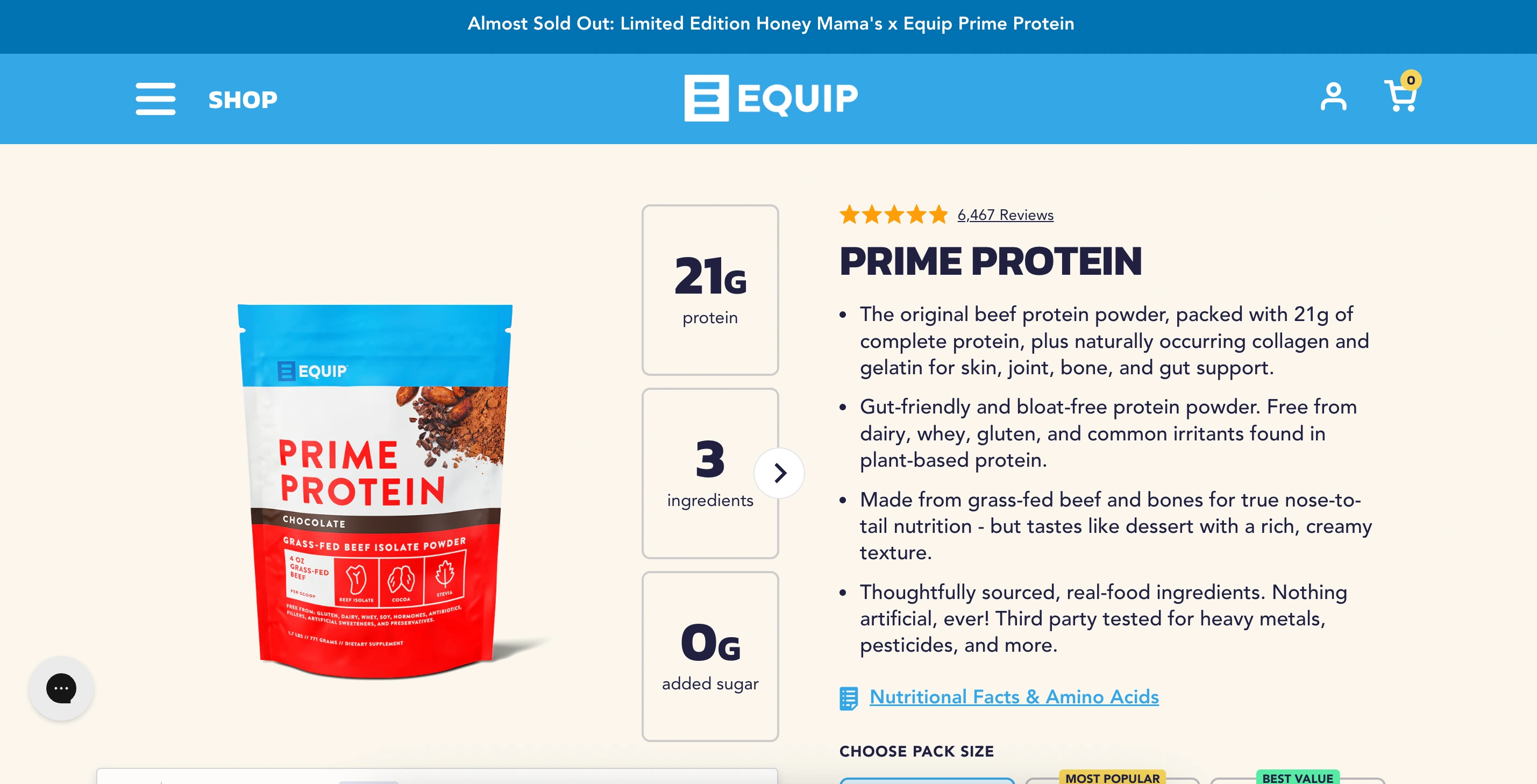 Prime Protein Beef Isolate Protein - Equip Foods