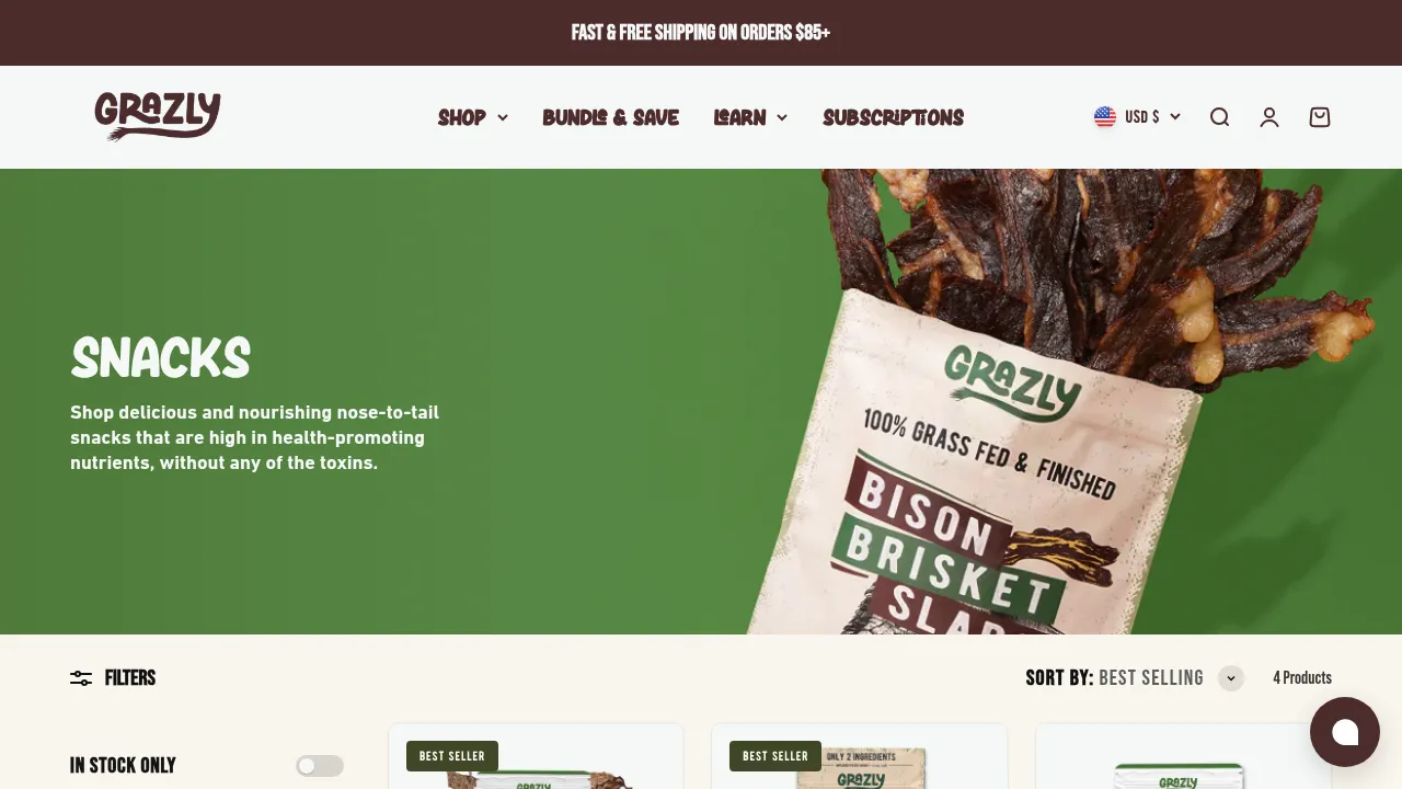 Grazly Grass Fed Meat Snacks