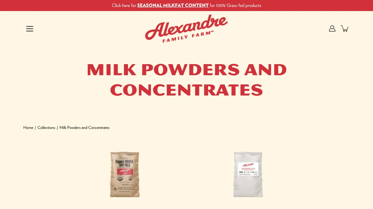 Alexandre Family Farm Milk Powders and Concentrates