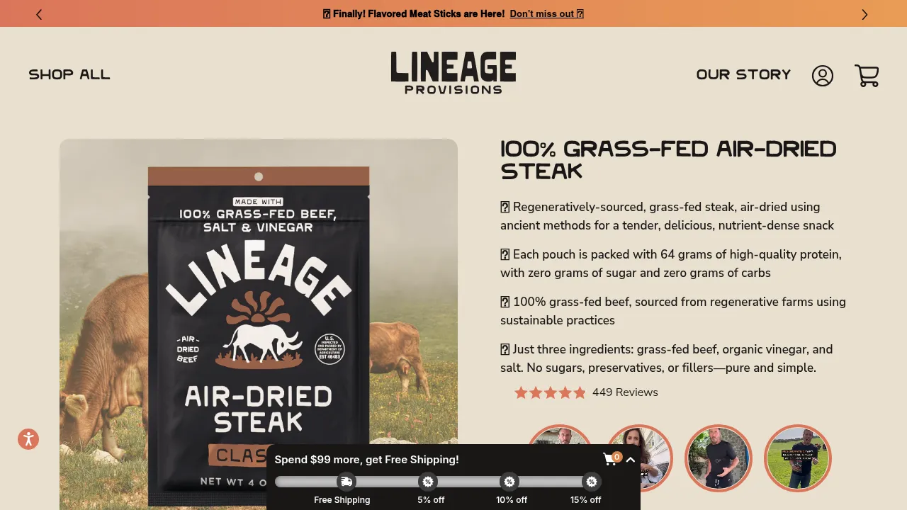 100% Grass-Fed Air-Dried Steak