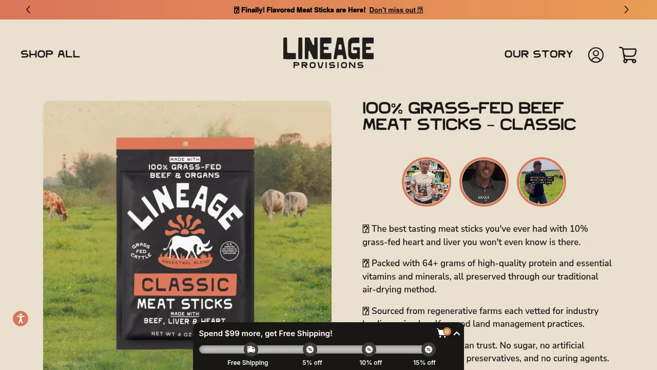 100% Grass-Fed Beef Meat Sticks