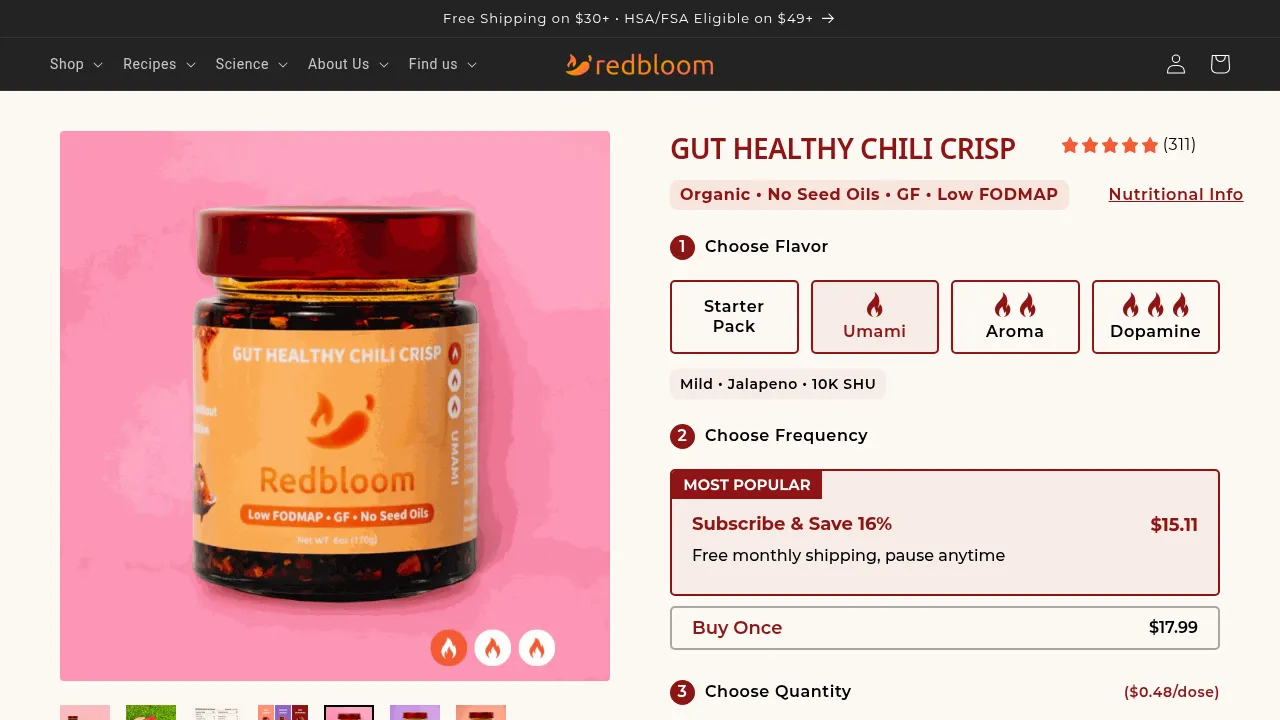 Screenshot of Redbloom Gut Healthy Chili Crisp