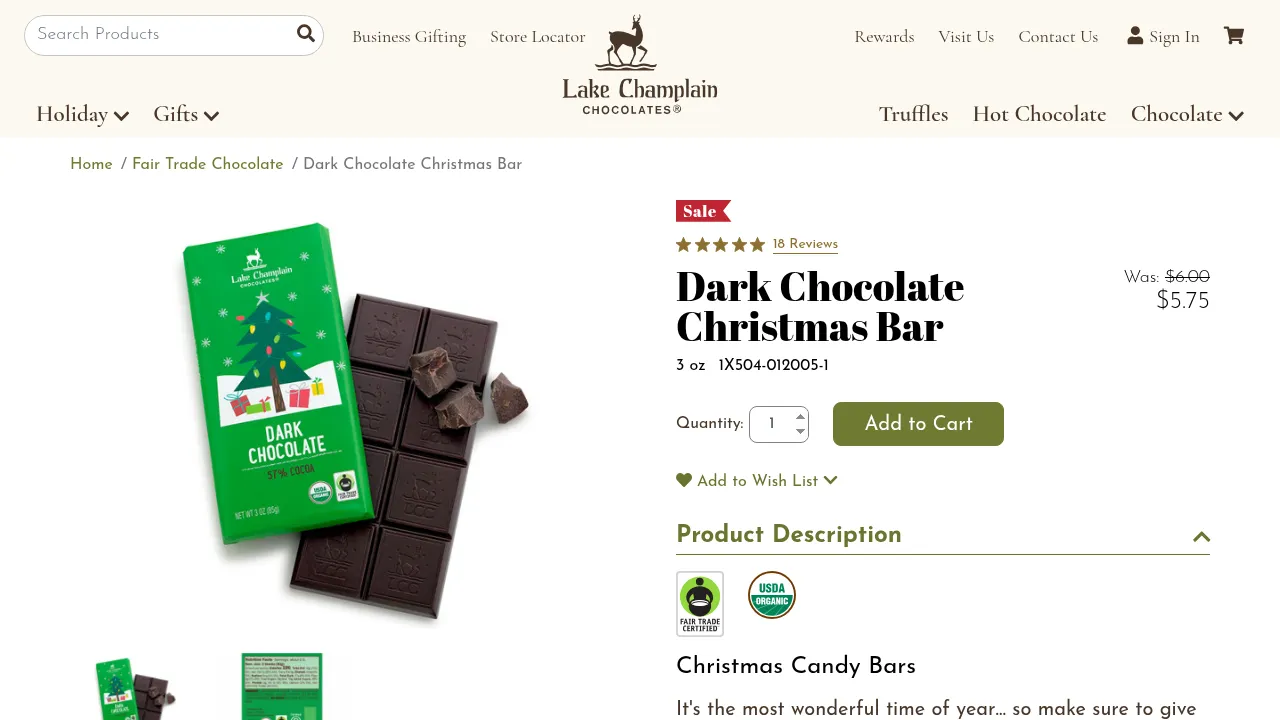 Screenshot of Dark Chocolate Christmas Bar