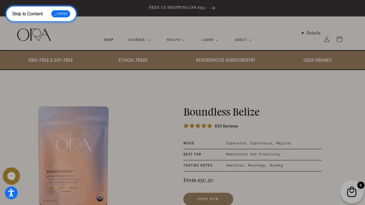 Screenshot of Pure 100% Organic Ceremonial Cacao