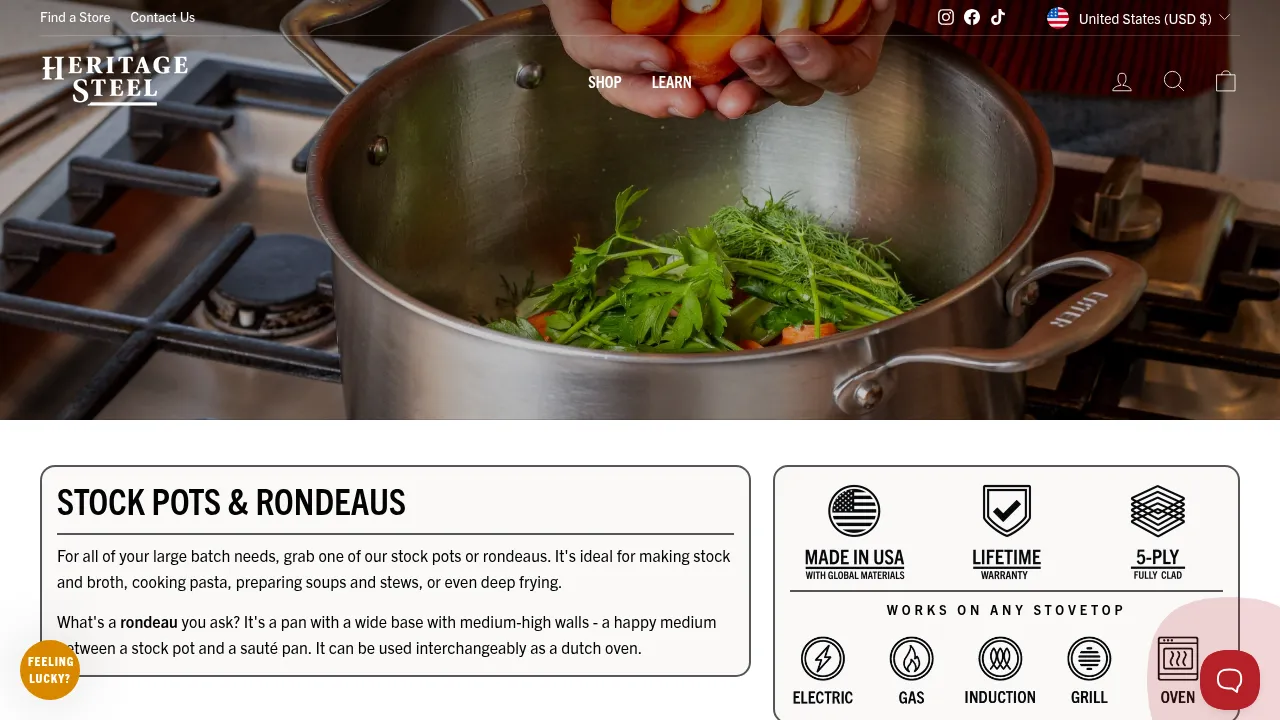 Heritage Steel Stock Pots & Rondeaus